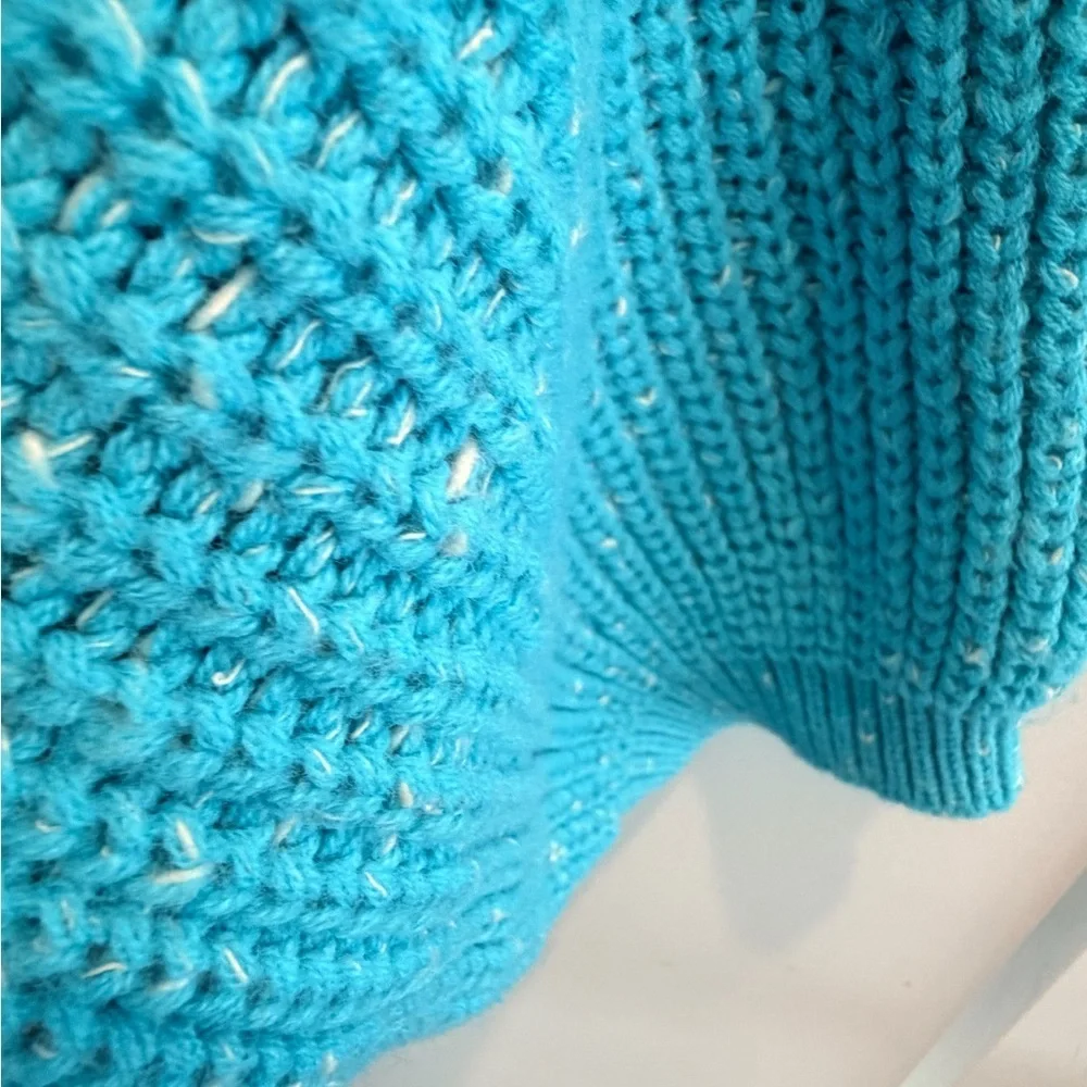 Yessica Aqua Short Sleeve Knit Sweater Textured Cotton Blend Women’s Size small